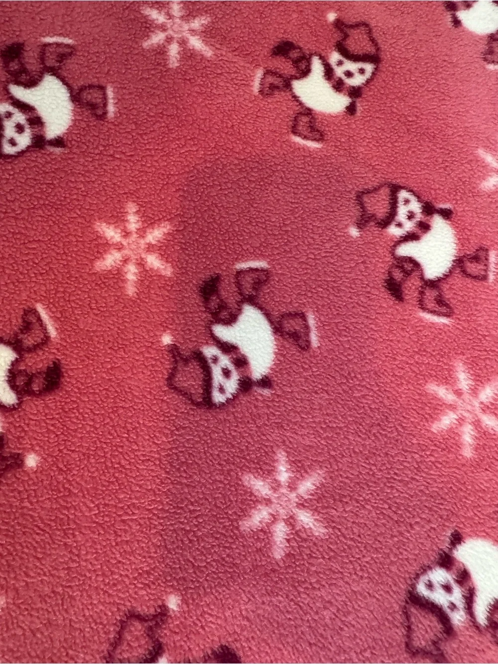 Cozy Pink Penguin & Snowflake Fleece Blanket